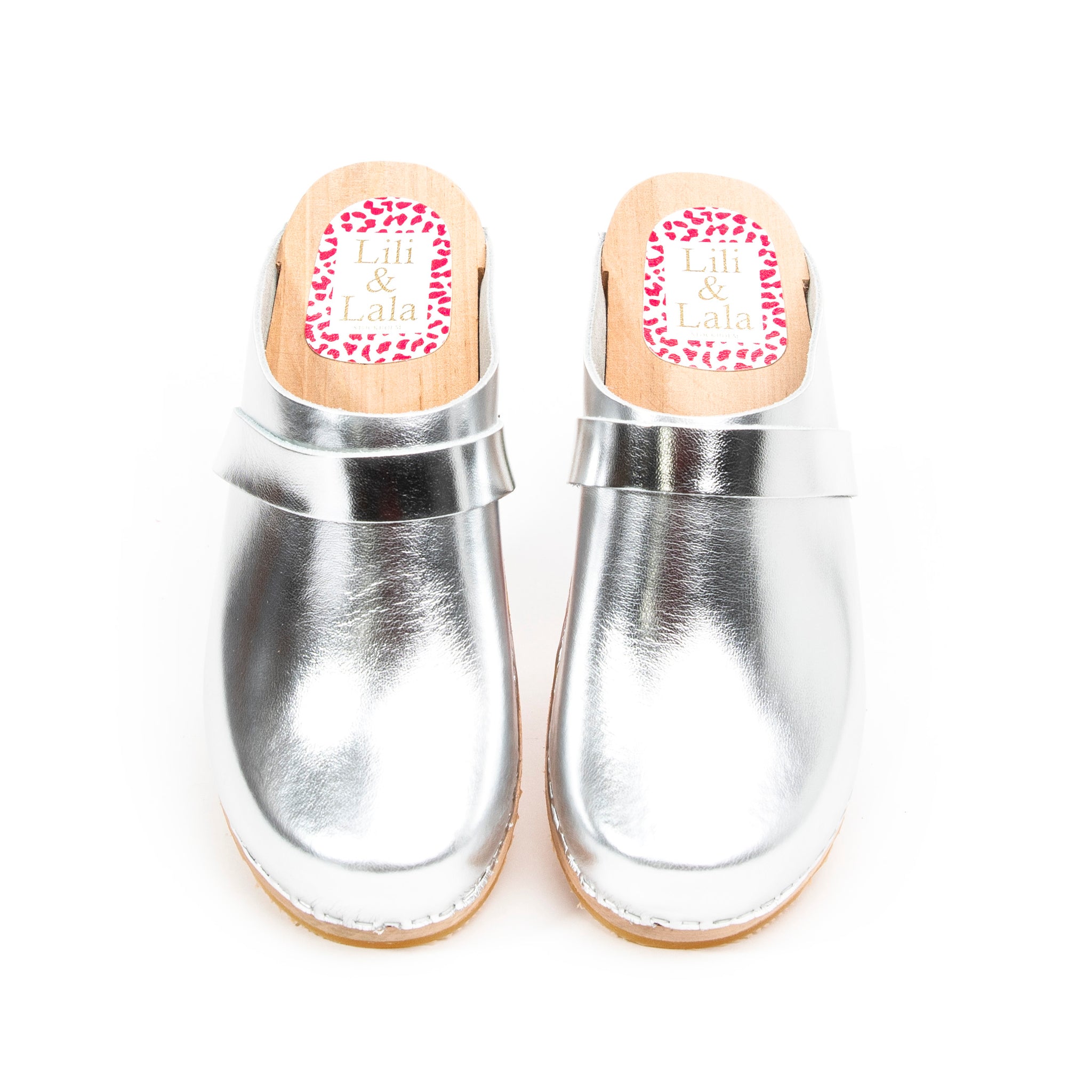 Metallic silver clogs sale